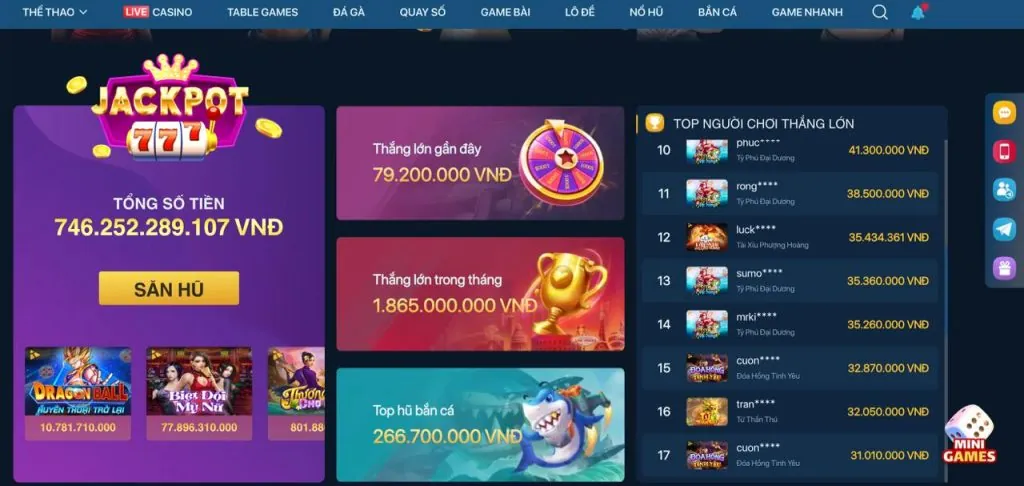 Trò chơi máy đánh bạc Nổ Hũ tại beet88 win